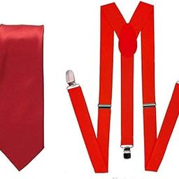 Red Suspender and Red Tie Set for Men-image-60