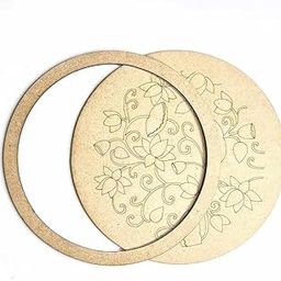 Niya KRAFTS Traditional Lotus Pattern MDF Wood Cutouts, 15 x 15 cm, 3 mm Thickness, Set of 10, Natural Wood with Metal Rings-image-73