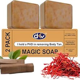 DKV Sandalwood & Saffron Magic Soaps For Bath| Paraben Free | Chandan & Kesar Bath Soap | Handmade Soaps For Glowing | Skin Brightening Soap For Men & Women (200 g (Pack of 2))-image-49