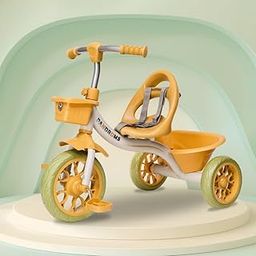 PANDROMS Kids Tricycle - Off-White/Beige/Olive | Kids Trike Cycle with Storage Baskets, Soft Handle Grips and Seat Belt | for Ages 2-5 | Max. Weight Capacity 30kg (PTC 3003/03)-image-10