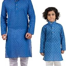 Baap Beta Handloom Kurta Pyjama Set for Men and Boy-image-51
