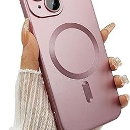 DIZORO Magnetic Case for iPhone 15 Case [Compatible with MagSafe][Built-in Camera Lens Protector] Slim Soft Silicone Bumper Shockproof Metallic Luster Back Cover Phone Case (Pink)-picture-21