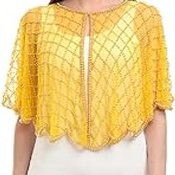 Women's Net Hand Bead Embroidery Designer Short Cape Poncho-image-15