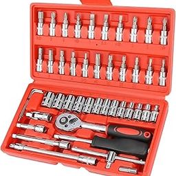 Zaptec 46 Piece 1/4" Socket Set Goti Pana with Ratchet Wrench For Car, Bike, Cycle Repairing, DIY Projects, Home & Automobile Vehicle Service-7