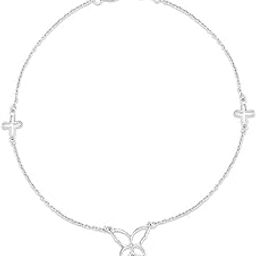 925 Sterling Silver Anklet | Rhodium Plated Precious Cubic Zirconia Women Chain Anklet | Gifts For Women & Girls | With Certificate of Authenticity and 925 Hallmark-35