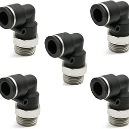 HOSEMART 10mm X 1/4" Inch BSP Male Pneumatic Elbow (PU) Joint Push Quick Connector 90 Degree Bend Pipe Fitting (Pack of 5)-image-79