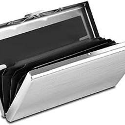 6 Slots RFID Blocking Metal Credit Card Holder Wallet for Men & Women(Shiny Silver, Black,9.5 x 6.5 x 1.3 cm) (Black) (Silver)-image-70