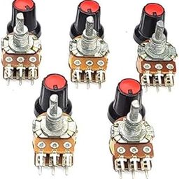 SP Electron 5 Pcs B 100K ohm Dual Potentiometer, (D-SHAFT) variable resistor Volume Controller-6