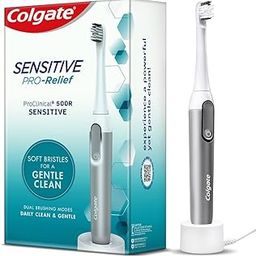 Colgate Proclinical 500R Sensitive Rechargeable Sonic Toothbrush, Electric Toothbrush with Soft & Spiral Bristles, Dual-Brushing Mode, Includes Replaceable Head, Gentle & Deep Cleaning-23