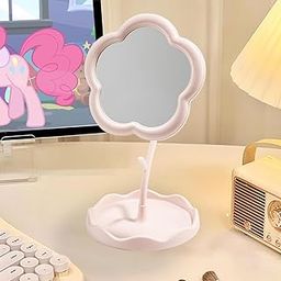 draval Flower Makeup Mirror with Stand | Tabletop Cosmetic Mirror with Tray | Adjustable for Desk, Dresser, or Vanity-image-38