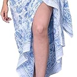 Rastogi Handicrafts 100% Cotton Block Print Pareo Sarong Swimsuit Wrap Skirt Cover Up Long Women’s Apparel Fabric (73" x 44")-32