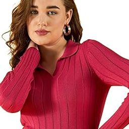 98 Degree North Women Cotton Self Design Collar Neck Pullover Has A Full Sleeves and Straight Hem-RG1154-FPINK-image-88