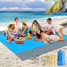 Extra Large Sandproof Waterproof Oversized Beach Mat, Quick Drying, Lightweight Picnic Blanket for 5-8 Adults, for Camping, Travel, Festival, Hiking (85 in x 80 in)-image-54