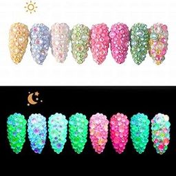 HEAVENGLOW 350x Fluorescent Flatback Sparkling Nail Rhinestones 3D Tips Decor Beads Rose Red-image-18