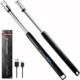 Rechargeable Candle Lighter, Electric Lighter with LED Power Display, flameless Windproof Long Lighter, 360° Flexible Neck, for Candles, Camping, Barbecue（2 Pack） Black-22
