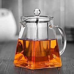 Warmyee Hofu Small Clear High Borosilicate Glass Tea Pot with Removable 304 Stainless Steel Infuser, Heat Resistant Loose Leaf Teapot,Stovetop Safe (750 ml/25.3 Ounce)-12