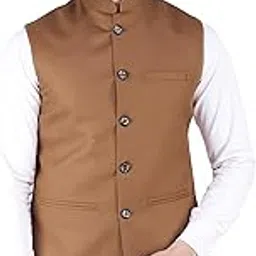 badoliya & sons Men's Nehru Jacket/Waistcoat Cotton Fabric-picture-0