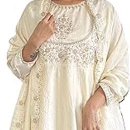 Vichitra Silk Embroidered Kurta Pant & Dupatta Set For Women | Round Neck | Full Sleeves-image-46