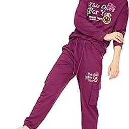 Women's Cotton Track Suit Typography Printed Pajama Set Sweatshirt Co-Ords Set 5822-image-45