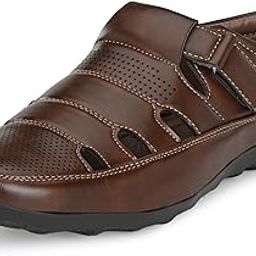 Men's Fisherman Sandals with Cushioned Insocks, Hook & Loop Strap, Trendy and Sporty Design, Premium Upper, Closed Sandal - For Spring Summer Travelling, Walking (2340)-88