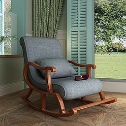 Wooden Twist Inglesa Recliner Rocking Chair with Pillow in Premium Sheesham Wood (Honey Finish)-image-89