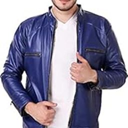 Men's Solid Full Sleeve Faux Leather Regular Jacket-image-115