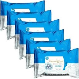 Ice Flavour Face Wipes for Women's - 25 Pulls (each), Pack of 6-18