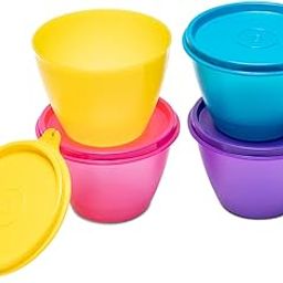Tupperware Plastic Bowled Over Set, 430Ml, 4 Pieces, Yellow And Pink-27