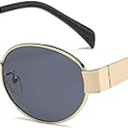 augen Retro Oval Metal Unisex Sunglasses UV 400 Protected Medium Size (216B)-picture-0