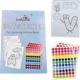 Icraftyworld Dot Stickers for Kids Activity Alphabet Stickers Fun Learning Sticker Book Kid Toys 123 & ABCD Book Craft Kit for Kids 3-4 Years 2000+ Stickers Set-13