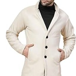 Cotton Polar Fleece Solid Overcoat for Men | Regular Fit Lapel Collar Long Jacket Overcoat | Winter Wear Men's Long Overcoat-image-50
