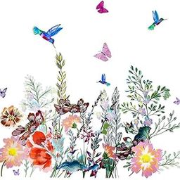 Design Den Garden Flowers Hummingbird Flower Wall Sticker for Home Decoration (85 Cm X 81 Cm)-image-73