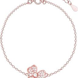 925 Silver Rose Gold Zircon-Studded Shamrock Bracelet, Adjustable | Gifts for Women and Girls | With Certificate of Authenticity and 925 Stamp | 6 Months Warranty*-image-37