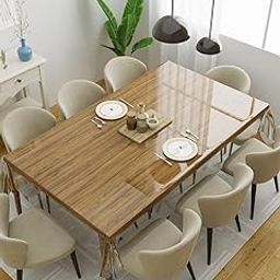 Clasiko 8 Seater Dining Table Cover; 60x108 Inches; Material - PVC; Shape - Rectangle; Pack of 1; Anti Slip; Transparent Without Lace-11