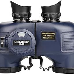 USCAMEL 10x50 Marine Binoculars for Adults, Waterproof with Rangefinder Compass, BAK4 Prism FMC Lens, Tripod Adapter for Navigation Bird Watching Hunting-image-20