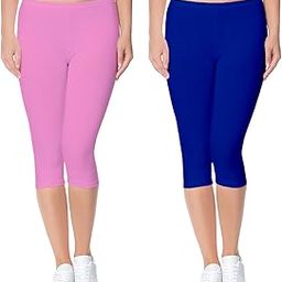 Women's Active Running Fit Workout Bio-Wash Calf Length Capri (Pack of 2)-image-97
