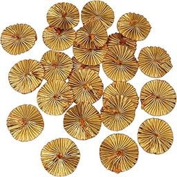 EmbroideryMaterial Sew On Gota Patti Flower Appliques Patches for Embroidery, Suit, Kurti, Duppata, Jeans, Saree, Blouse, Decoration, Jewellery Making & Craft Purpose (4 CM, Gold Color, 100 Pieces)-image-36