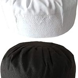 Shahid Cap House Round Shape Sufi Muslim NAMAZ Prayer Islamic Cap for Men's in White and Black Color (2 PC Combo)-37