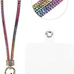 MOCA Long Universal Phone Lanyard, Detachable Wrist Strap Glitters with Phone Tether Tab Patch, Rhimestone String Bling Phone Strap for DIY, Earbuds, Keychain, Coin Purse, Wallet (1, Multy)-image-28
