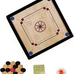 VS Enterprises Premium Matte Finish Wooden Carrom Board 20x20 Extra Smooth Surface with Complete Set of Carrom Coins, Striker, and Magic Powder for Ultimate Indoor Gaming Experience-image-52