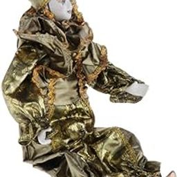 LIHIMIN 42cm Ceramic Pierrot Clown Doll Festival Gift Home Handicrafts Photo Props, Gold Gold Gold-image-25