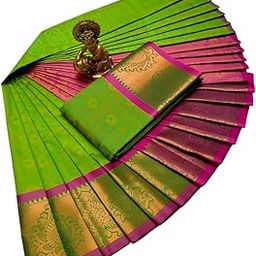 Praiso Mart - Women's Silk Saree with Rich Pallu & Blouse Piece-image-40