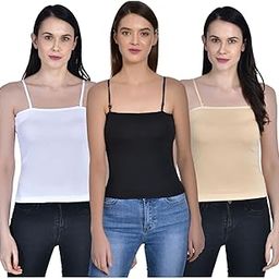 Women Cotton Sleeveless Square Neck Extra Transparent Removable Strap Spaghetti Camisoles Slip Combo Pack of 2-picture-16