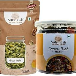 Nutsmash Healthy Dehydrated Fruits Combo of Super Trail Snack Mix 500G and RaisinGreen-500G-image-21