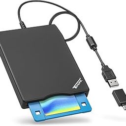 HATCHMATIC USB External Floppy Disk Drive 3.5" Portable 1.44 MB FDD for PC Windows, 10/7/8/XP PC Laptop Desktop Notebook Computer and 5pcs Adhesive Black Hook and Loop Tape-(Black)-14