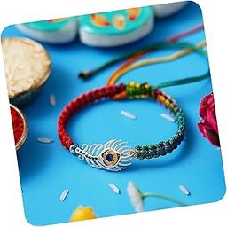 Evil Eye Beads 925 Pure Sterling Silver Bracelet Rakhi for Brother-image-8