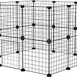 SEVVY - Mesh Pet Cage - Mesh Panels - Pet Playpen - DIY Small Animal Cage for Rabbits, Guinea Pigs, Puppies - Iron (Black, 24 Panel)-image-83