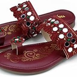 Flats for Women slippers stylish model fashion flat mirror and embodary work sandals flip flops for girls and ladies-38
