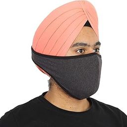 Reusable Cotton Hosiery Pagri Mask For Men Dark Grey Pack of 1-14