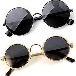 Round Men's And Women's UV Protected Sunglasses (Black) Combo Pack Of 2, Medium-48